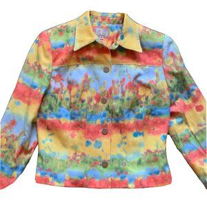 Vtg Albert Makali Jacket Short Colorful Lined Long Sleeve Button Shirt USA 8